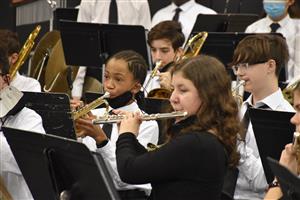 Discovery Middle band performs in gym